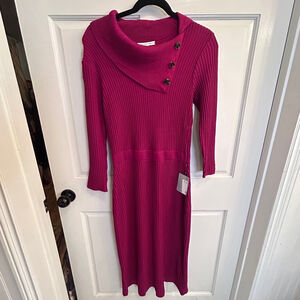 Women's Sandra Darren Dress, M, Burgundy